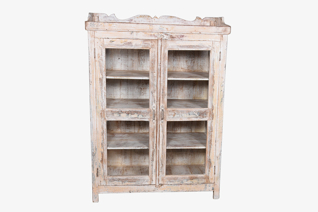 Vitrina de madera antigua blanca vintage 144x105cm núm. 126