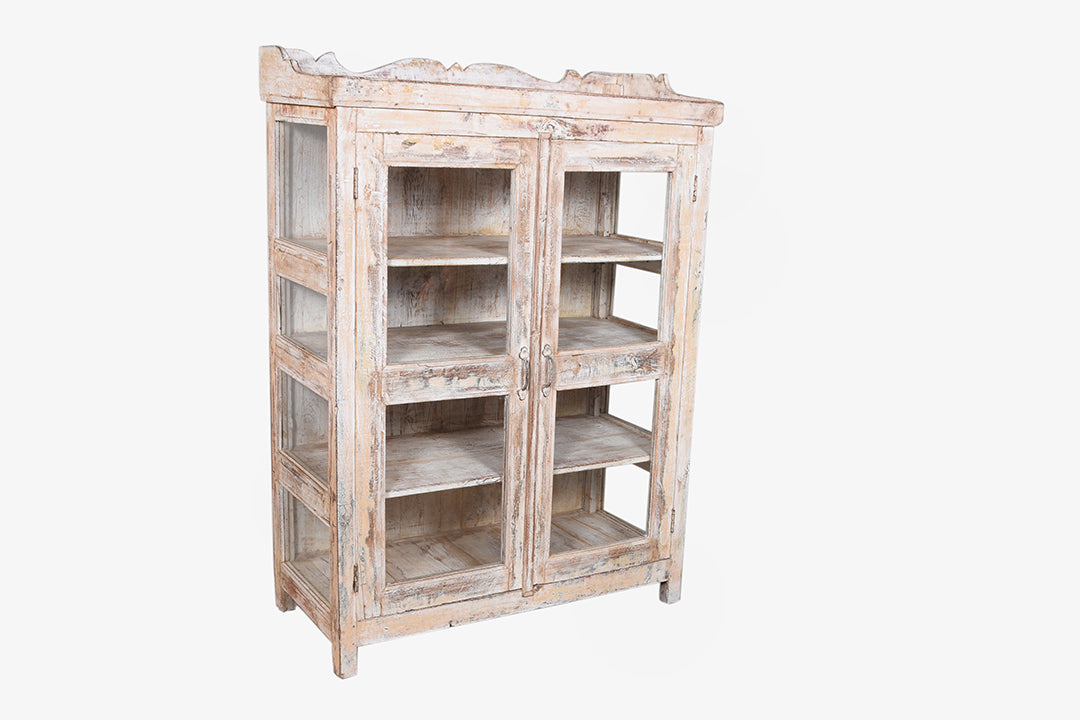 Vitrina de madera antigua blanca vintage 144x105cm núm. 126