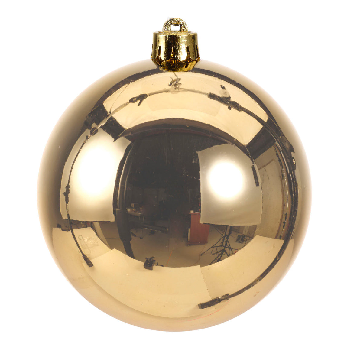 4x 10cm Gold Plastic Plain Christmas Balls