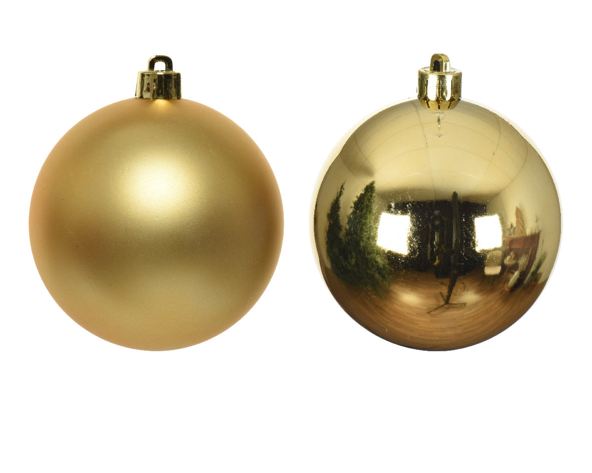 4x 10cm Gold Plastic Plain Christmas Balls