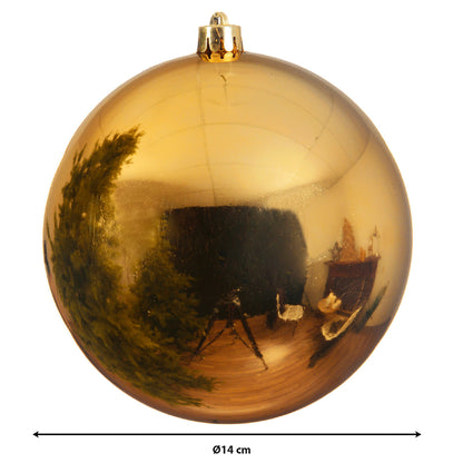 14 cm große goldene Weihnachtskugel aus Kunststoff