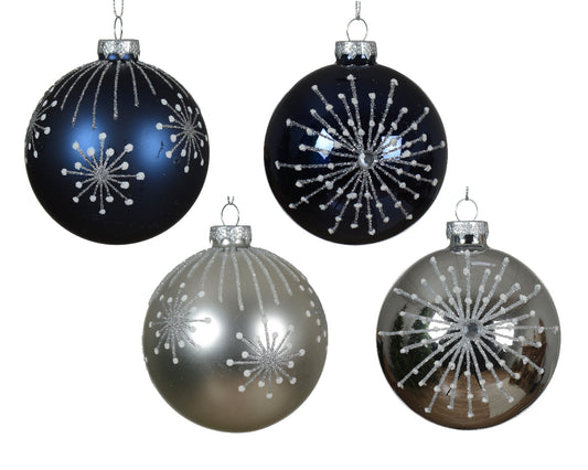 Blue and silver Christmas ball glass ornaments