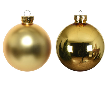 16x 8cm Clear Gold Smooth Glass Christmas Balls