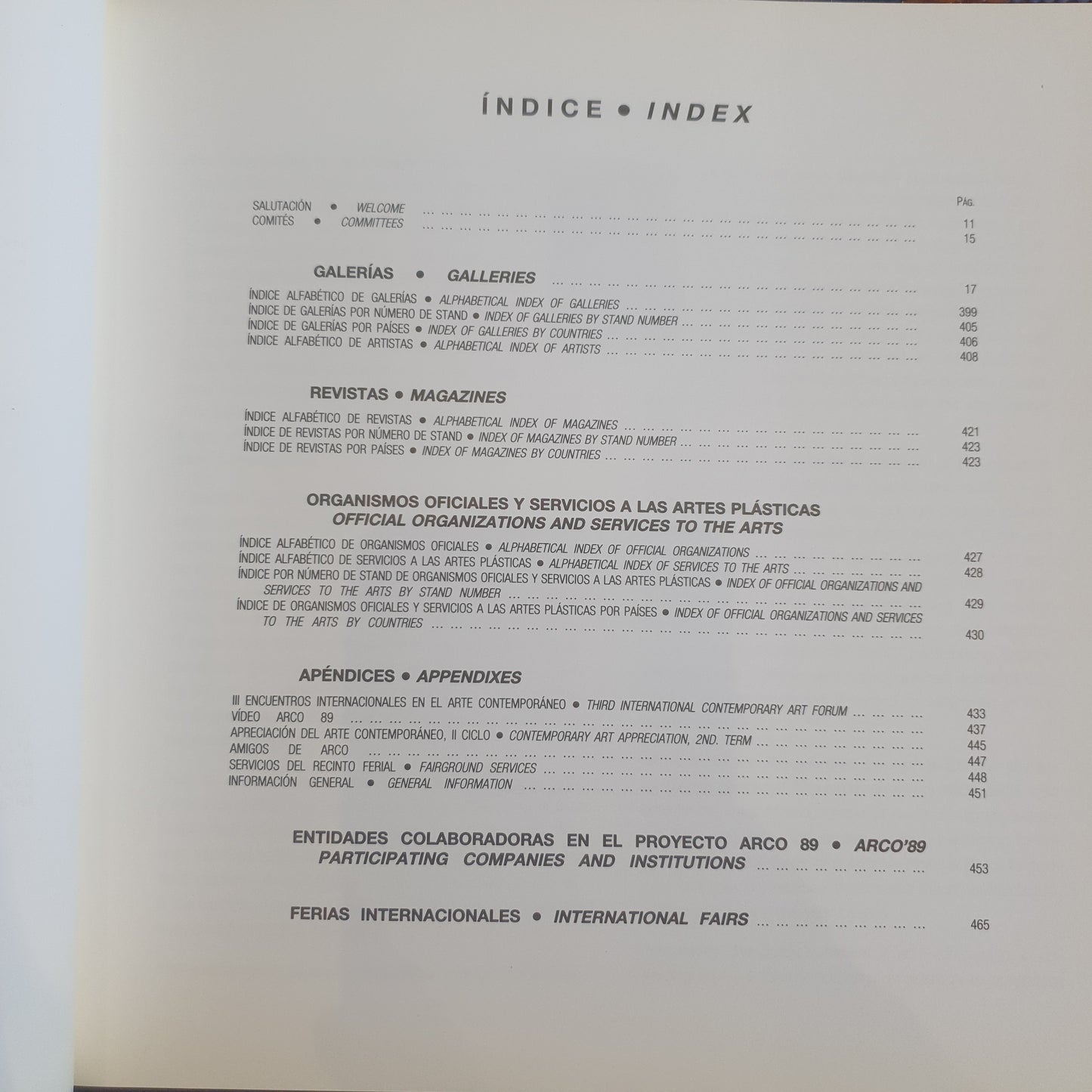 ARCO 89. FERIA INTERNACIONAL DEL ARTE CONTEMPORÁNEO 1989. CATÁLOGO EXPOSICIÓN