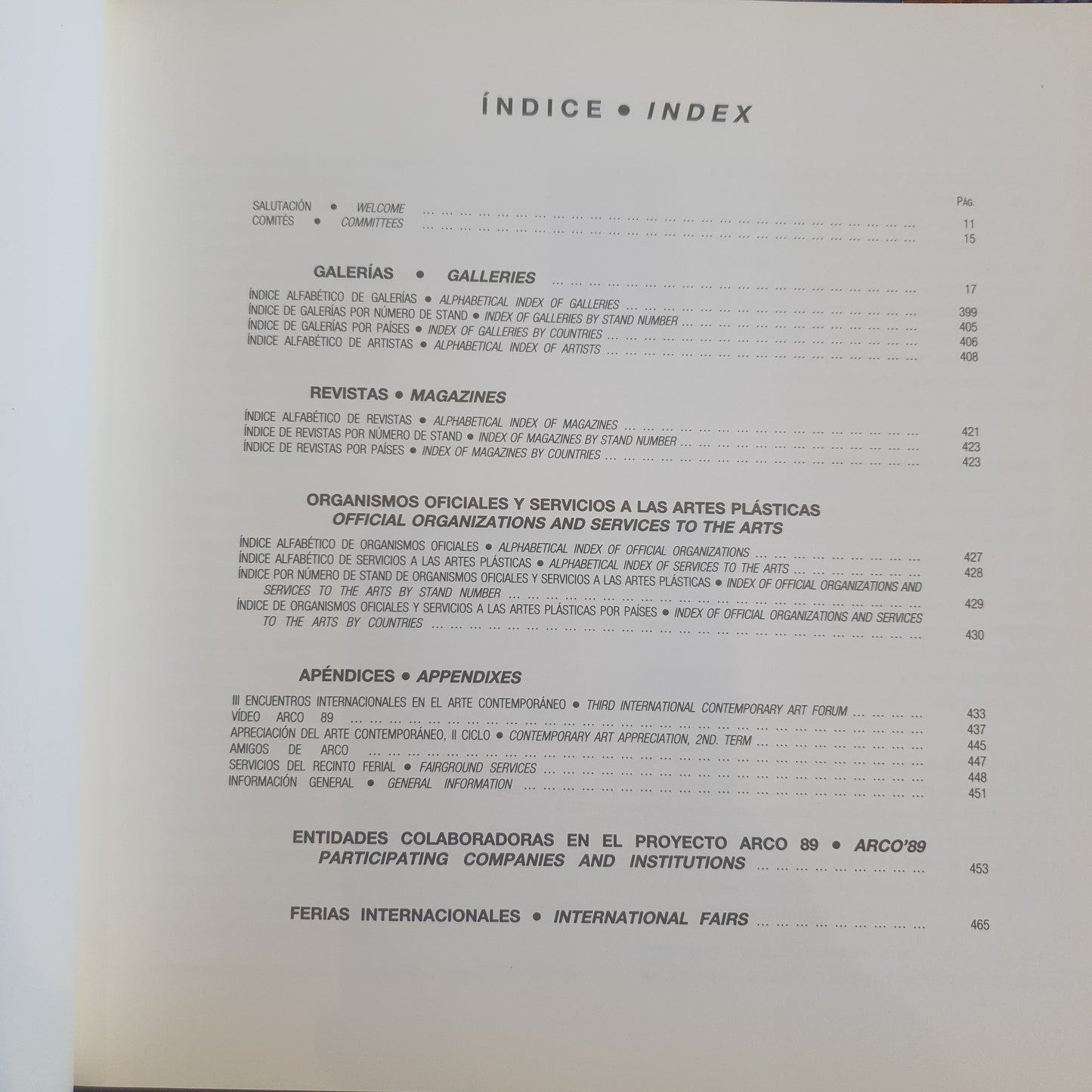 ARCO 89. INTERNATIONAL CONTEMPORARY ART FAIR 1989. EXHIBITION CATALOG