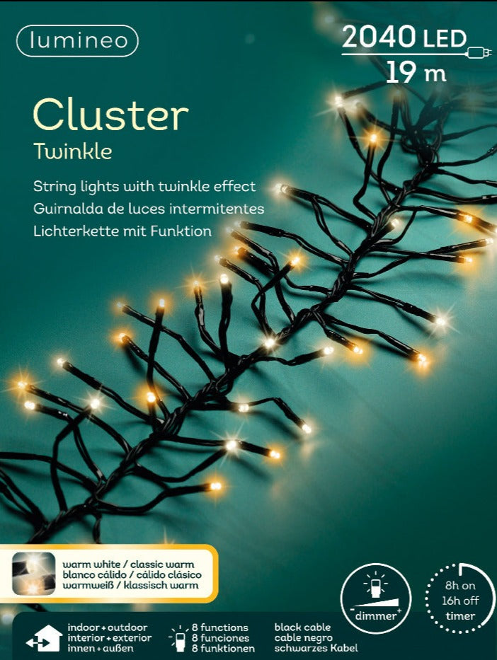 Cluster light garland 17m-2040L Warm White/Classic Yellow