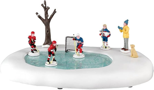 Figuras navideña Pista de patinaje " Las niñas también juegan hockey"