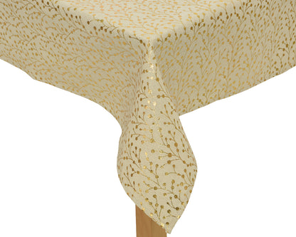 Beige Polyester-Tischdecke, weiße Kollektion, 180 cm