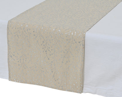 Beige polyester tablecloth white collection 150 cm