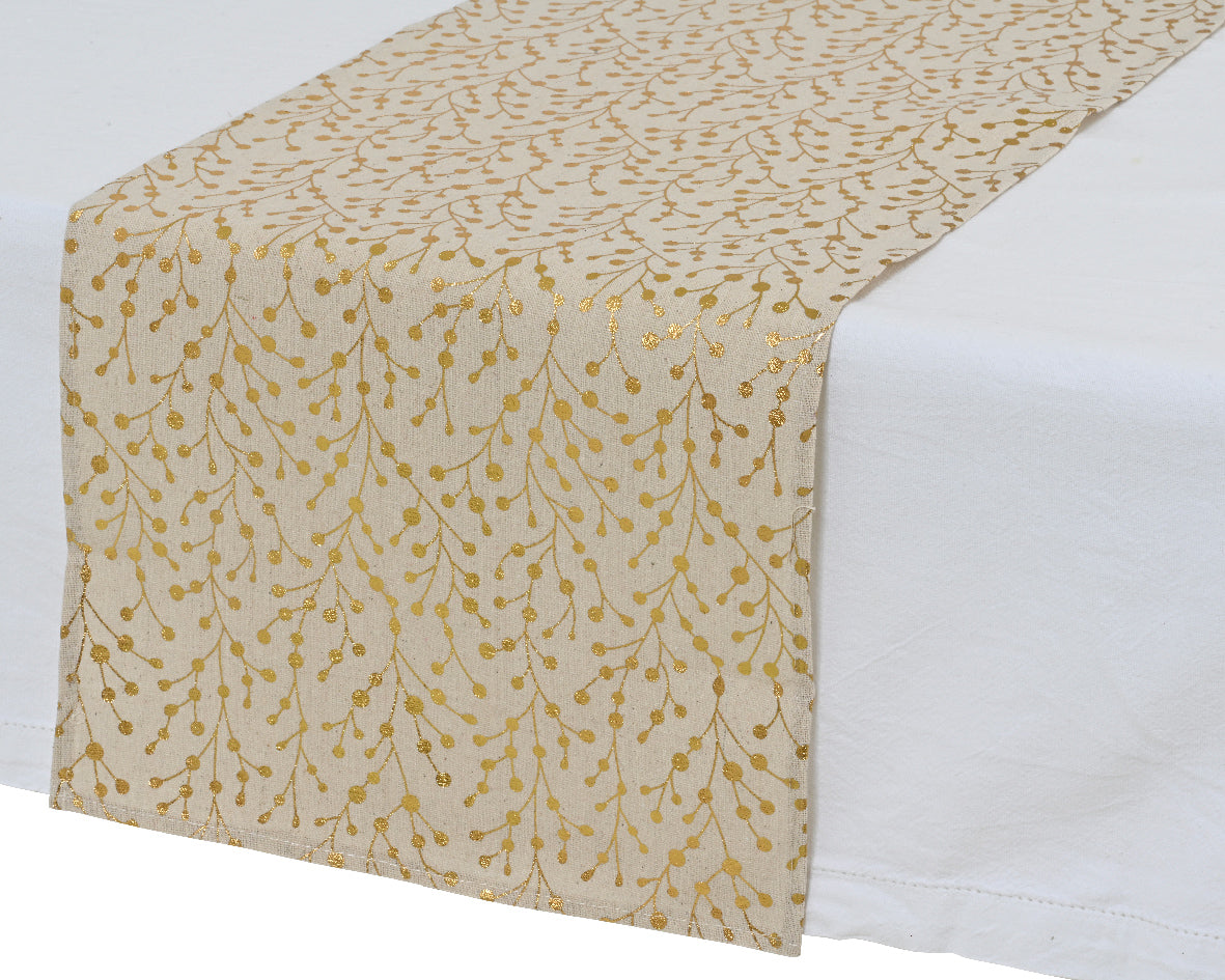 Beige polyester tablecloth white collection 150 cm