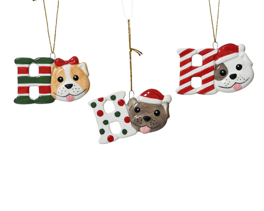 Ornamento colgante de perrito navideño