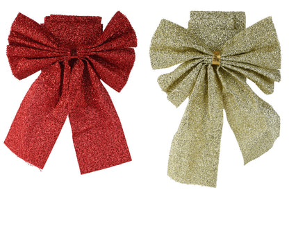 Polyester bow in red and gold