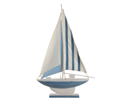 Figura de velero decorativo azúl y blanco