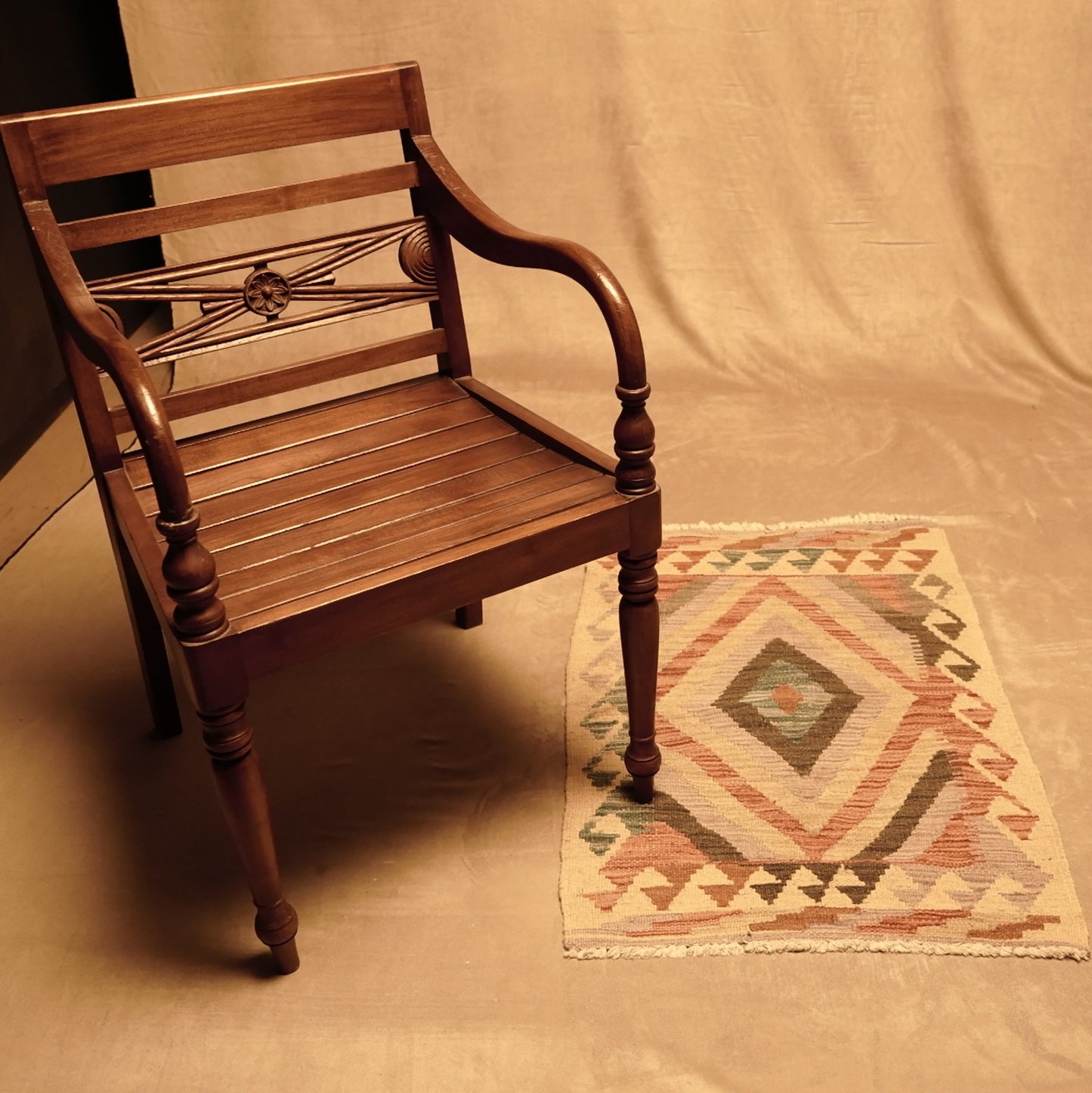 Handmade Camel Hair Kilim Rug from Azerbaijan