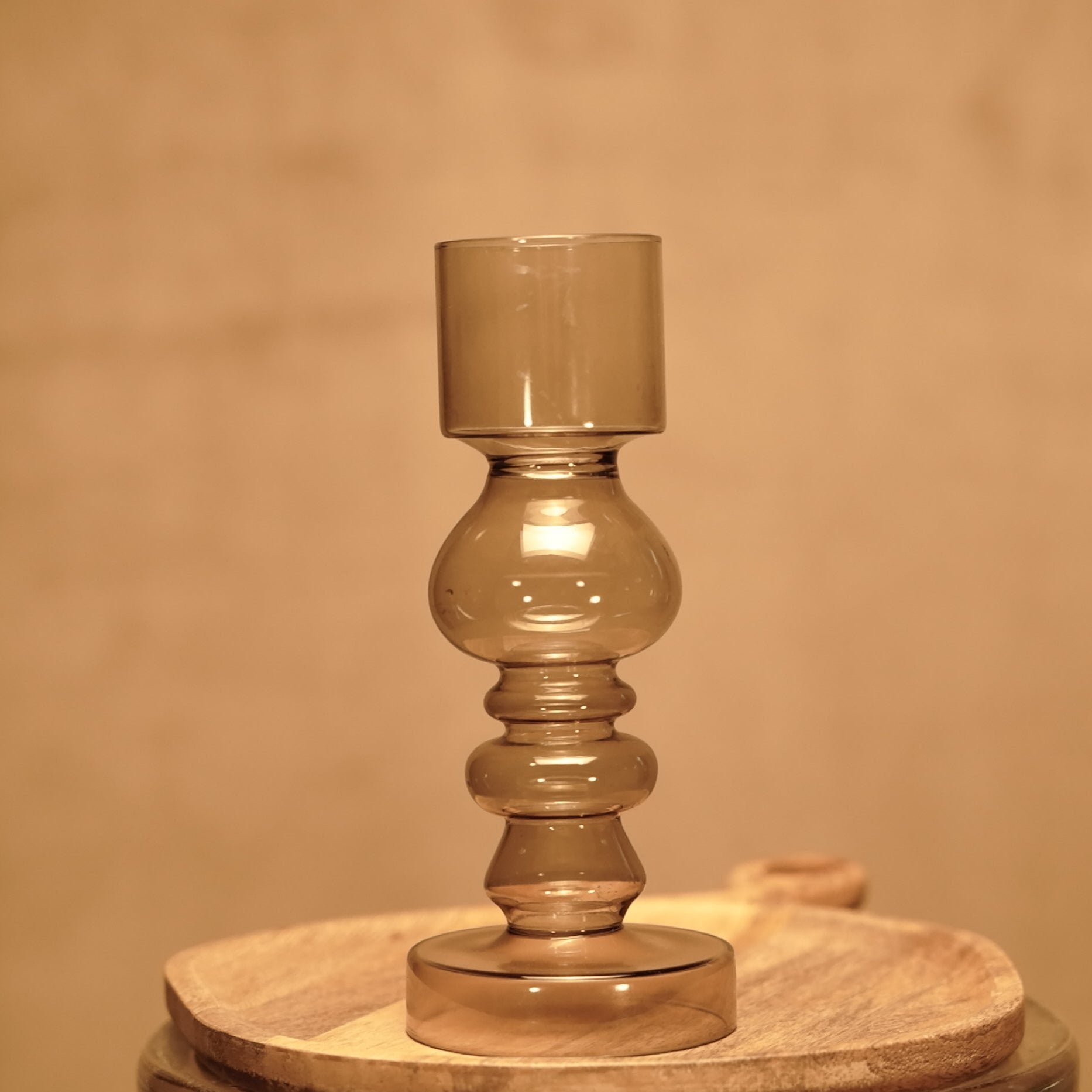 Candelabro de mesa en cristal ahumado estilo retro