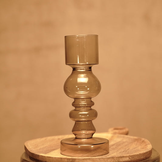 Candelabro de mesa en cristal ahumado estilo retro