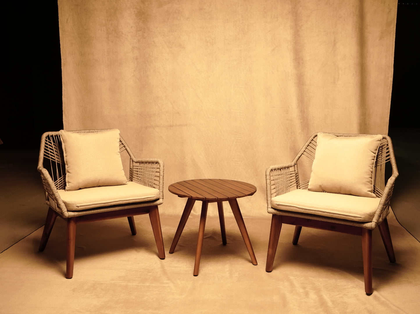 Conjunto Lounge Sevilla - Cuerda de Polipropileno y Madera de Acacia para Exterior FSC 100%