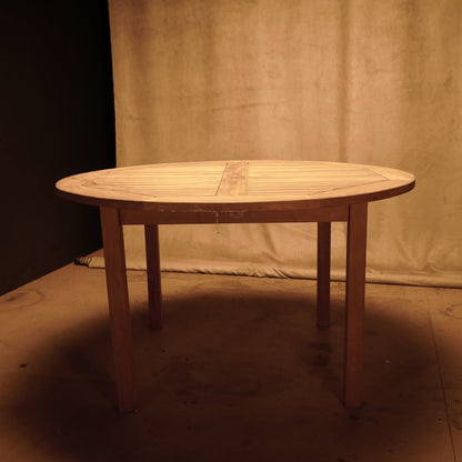 Mesa exterior de teca de estilo colonial redonda, diámetro 130cm, altura 75cm