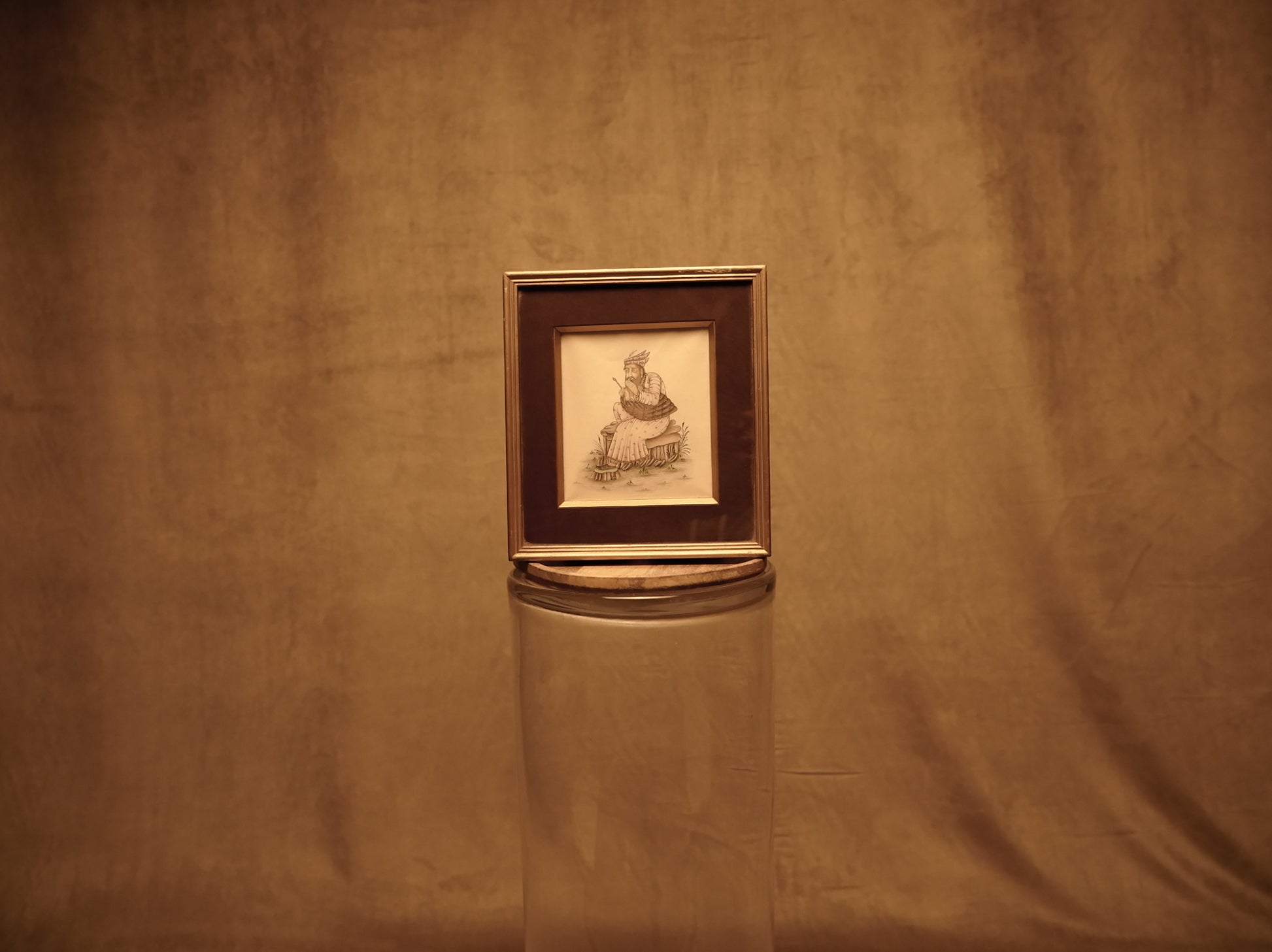 Pintura India en Miniatura - Retrato de Sabio en Óleo sobre Papel