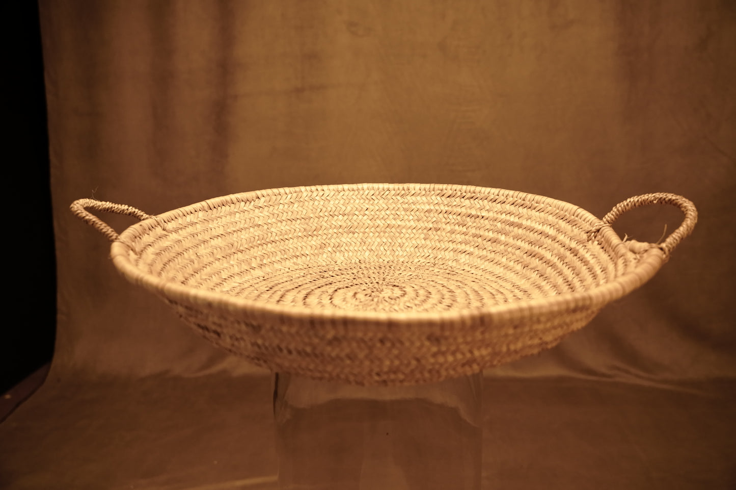 Decorative basket plate in boho style palm 65cm