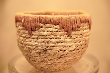 Boho style natural fiber pot cover baskets