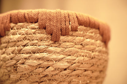 Boho style natural fiber pot cover baskets