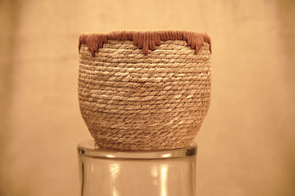 Boho style natural fiber pot cover baskets