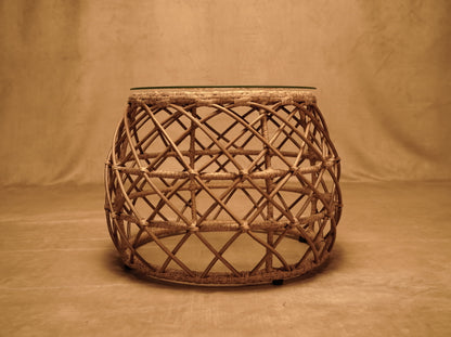 Synthetic rattan side table for outdoor use dia58x42cm