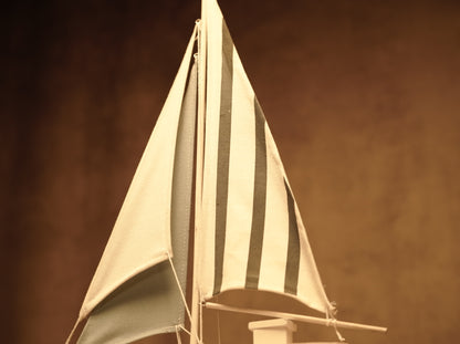 Blue and white decorative sailboat figure