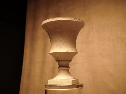 White Goblet Vase with Rustic Finish - Classic Style