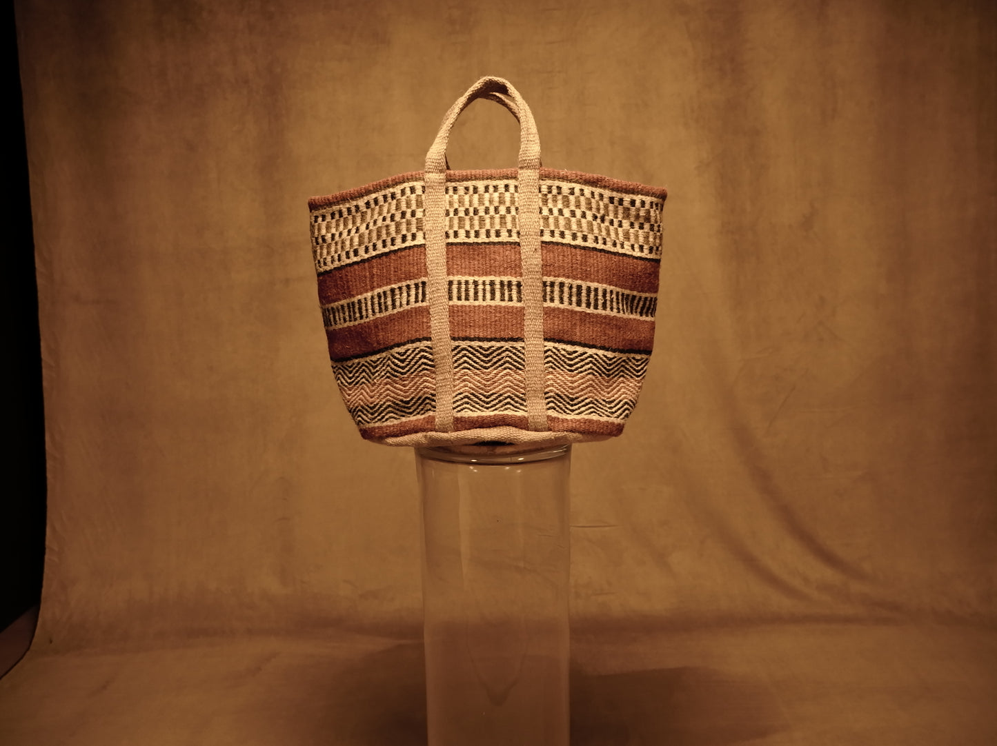 Basket flowerpot bag type Kilim fabric and jute - various models