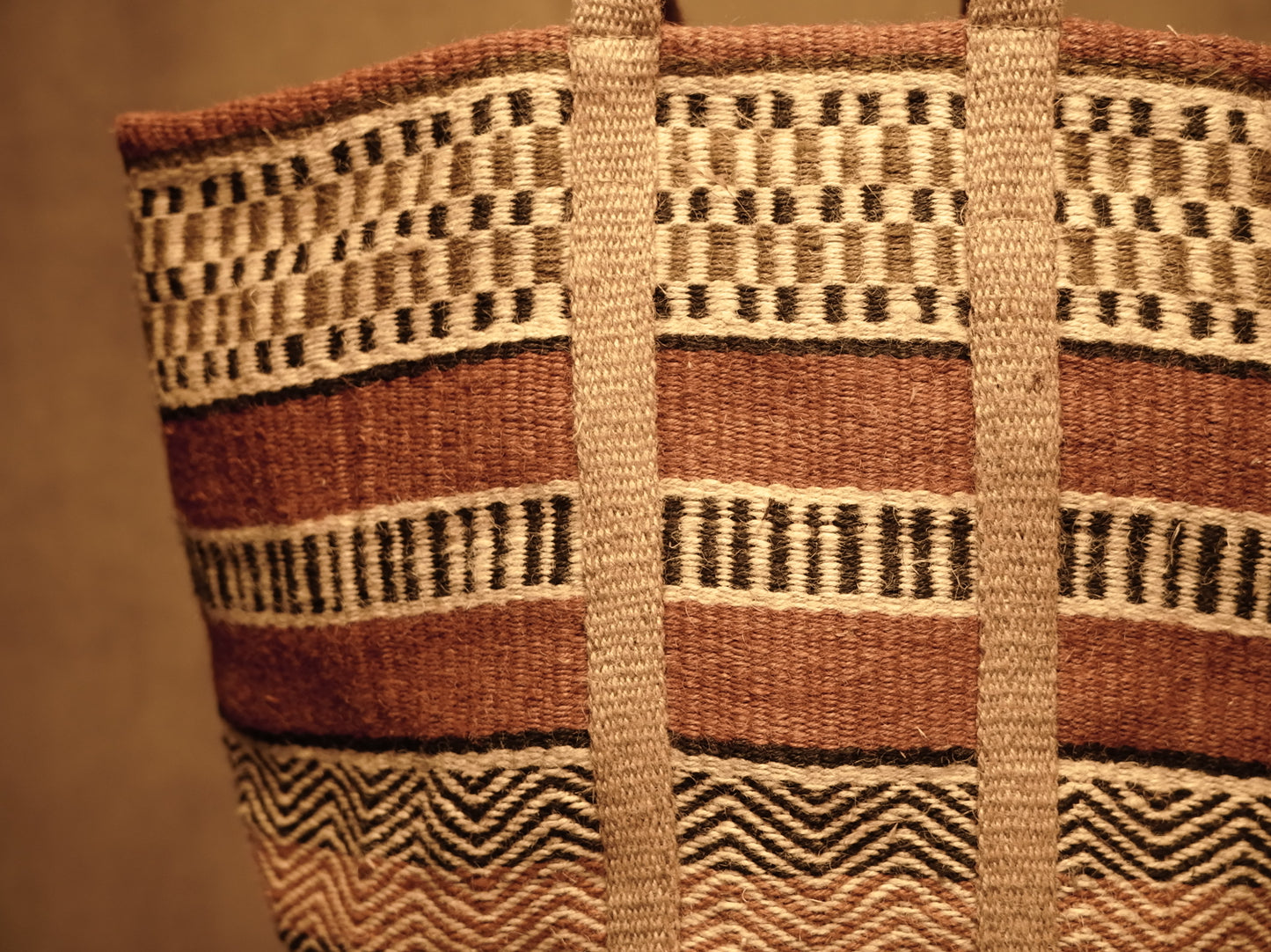 Cesta Macetero tipo Bolso de tela de Kilim y yute - varios modelos