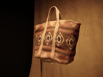 Basket flowerpot bag type Kilim fabric and jute - various models