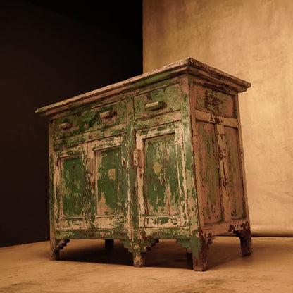 Antique Hallway Console Restored in Vintage Blue and Pink