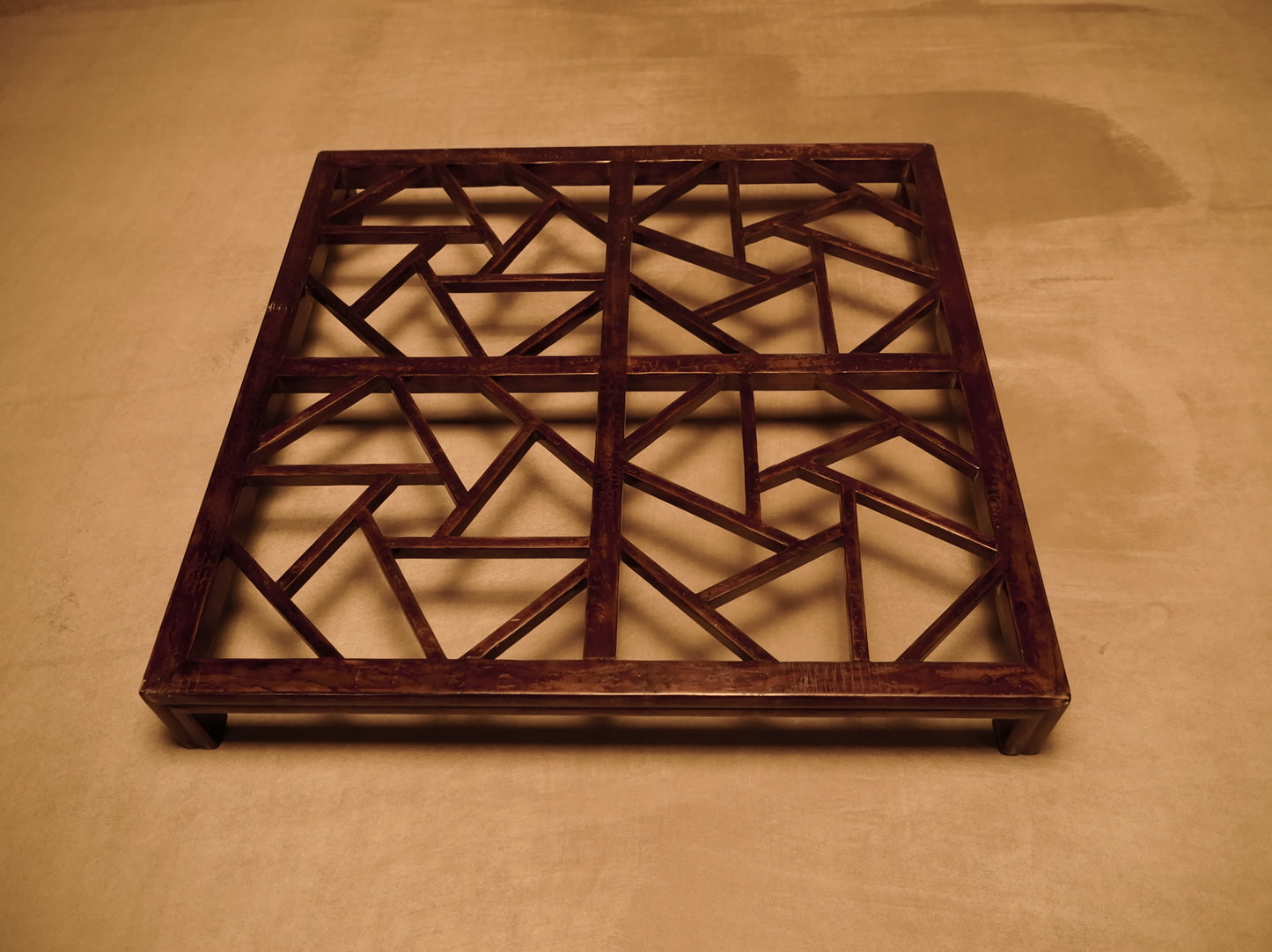 Antique oriental coffee table in lacquered elm wood