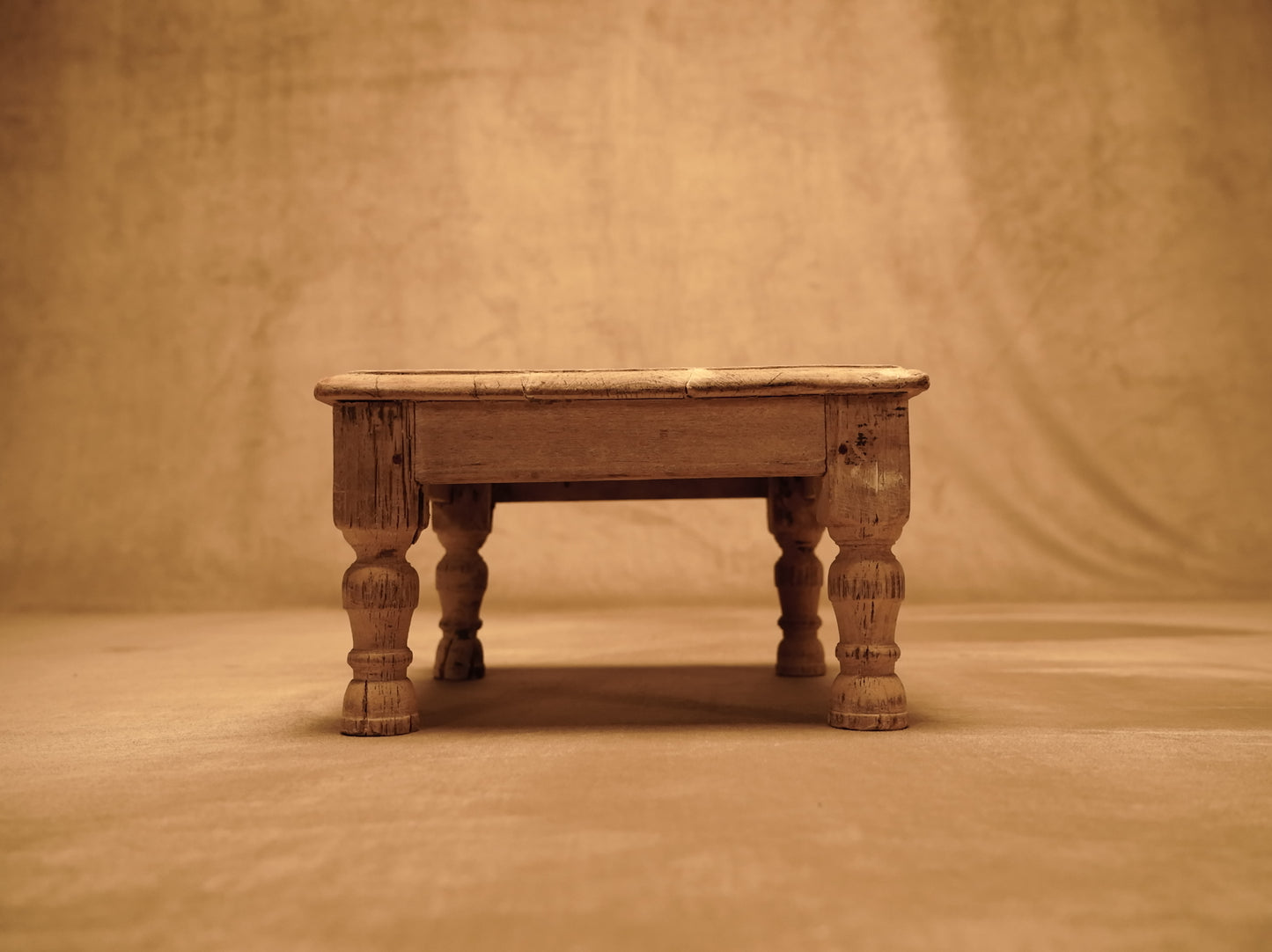 White wooden mandala low side table vintage style