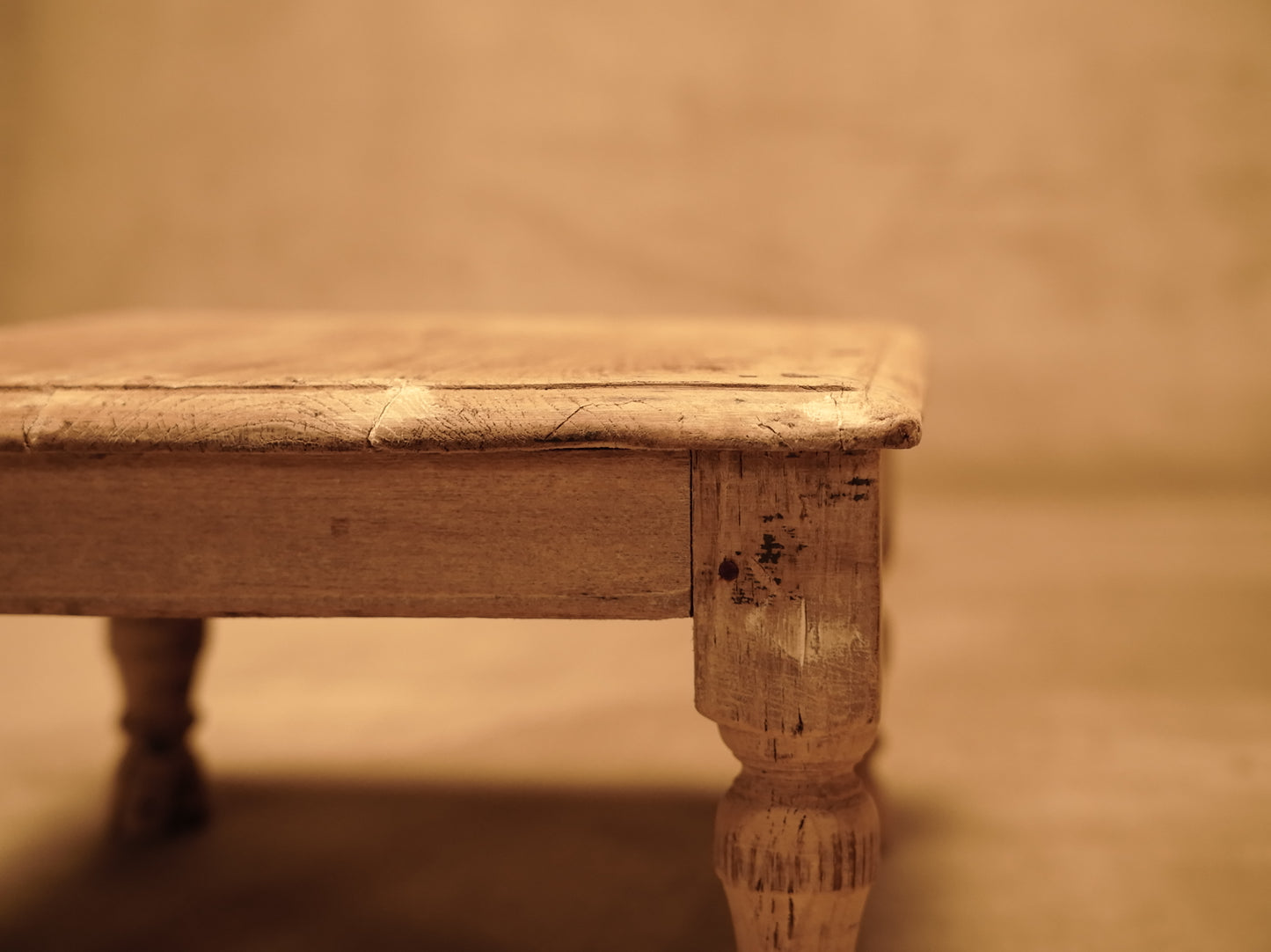 White wooden mandala low side table vintage style