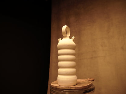 Rustic matte white clay botijo ​​vase