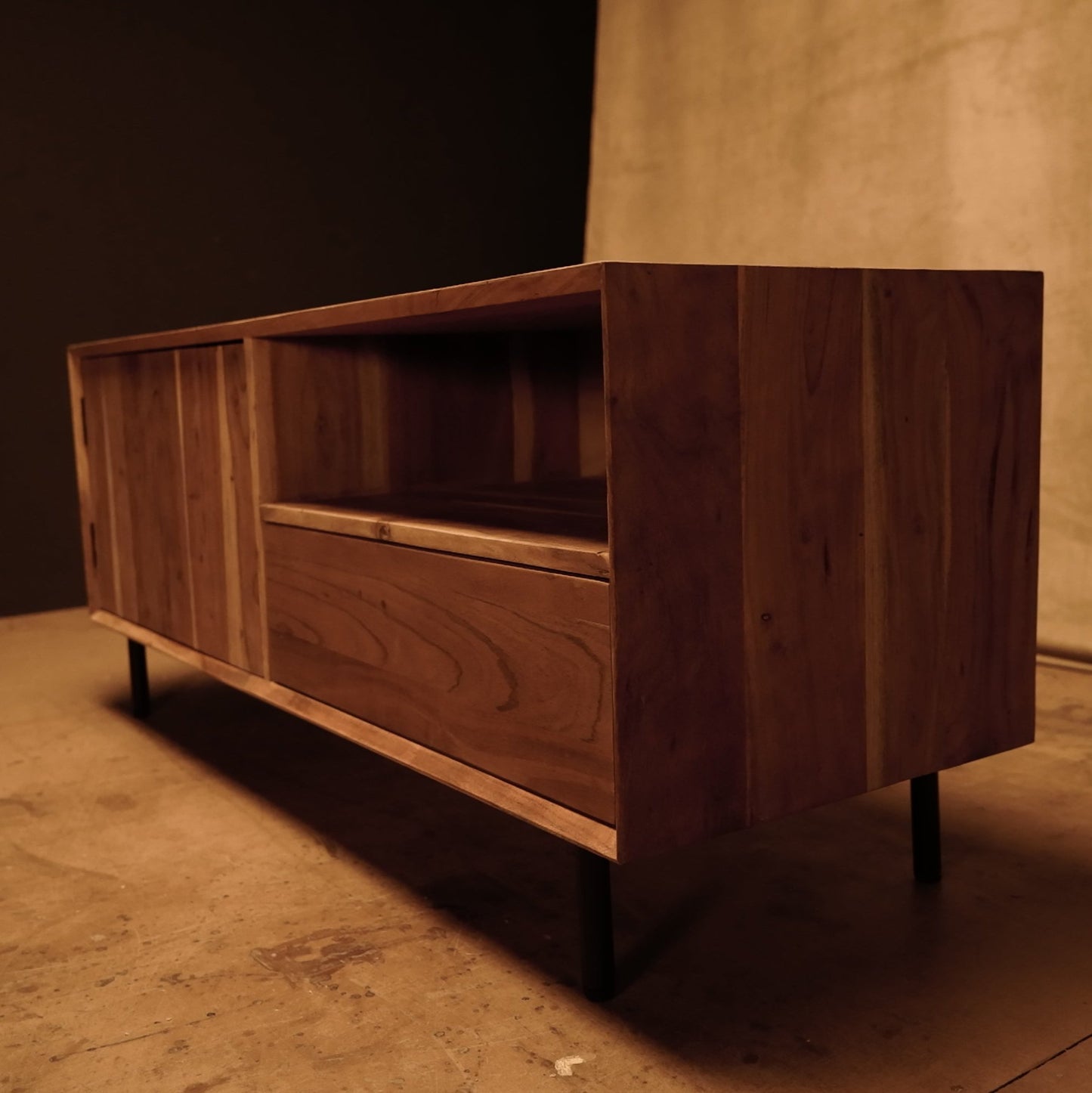 Scandinavian style TV cabinet made of acacia wood