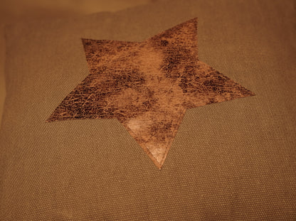 Decorative Cushion for Interiors - Leather Star Design