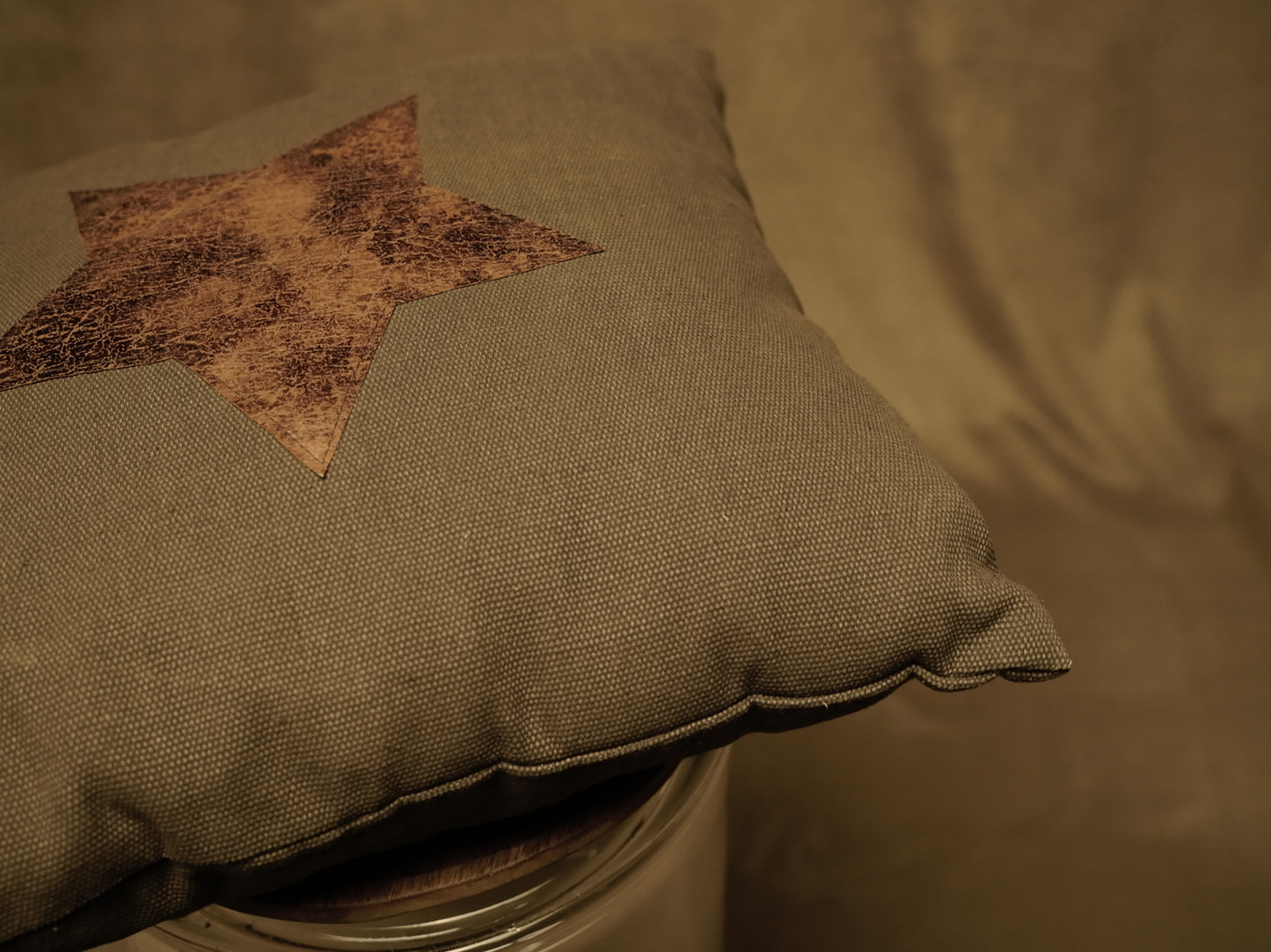 Decorative Cushion for Interiors - Leather Star Design