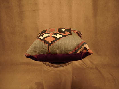 Kilim Cushion with Ethnic Design and Earthy Colors