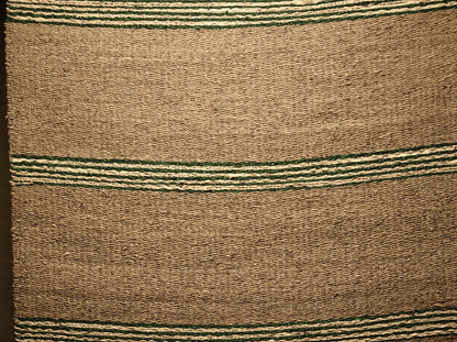 Natural Jute Rug with Green or Black Striped Details