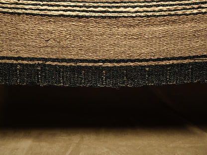 Natural Jute Rug with Green or Black Striped Details