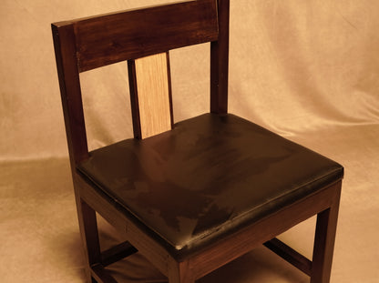 Retro Chair made of Wood, Leather and Bamboo - Vintage Style