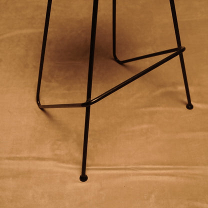 High Stool with Iron Legs and Wooden Seat - Rustic Industrial Style