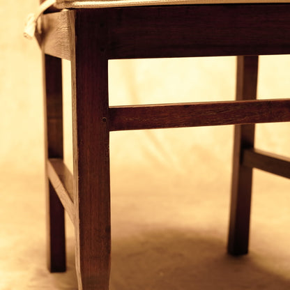 Wooden Chair with Cushion - Classic Rustic Style in Dark Tone