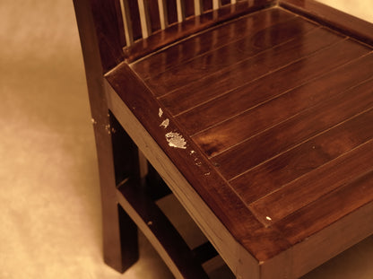 Dark Wood Chair with Slatted Backrest - Classic and Rustic Style