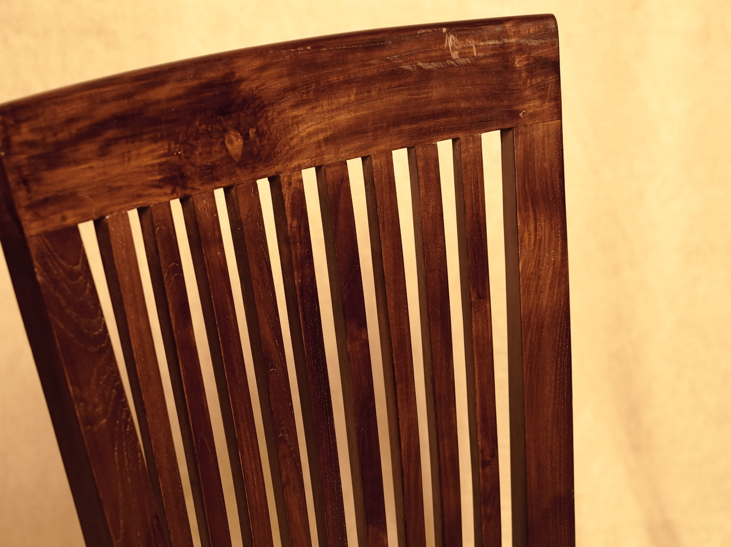 Dark Wood Chair with Slatted Backrest - Classic and Rustic Style