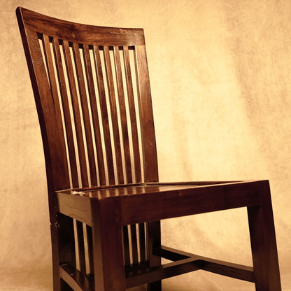 Dark Wood Chair with Slatted Backrest - Classic and Rustic Style